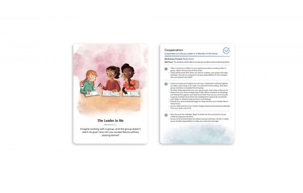 Card with picture from one side, and with info about cooperation from the other one