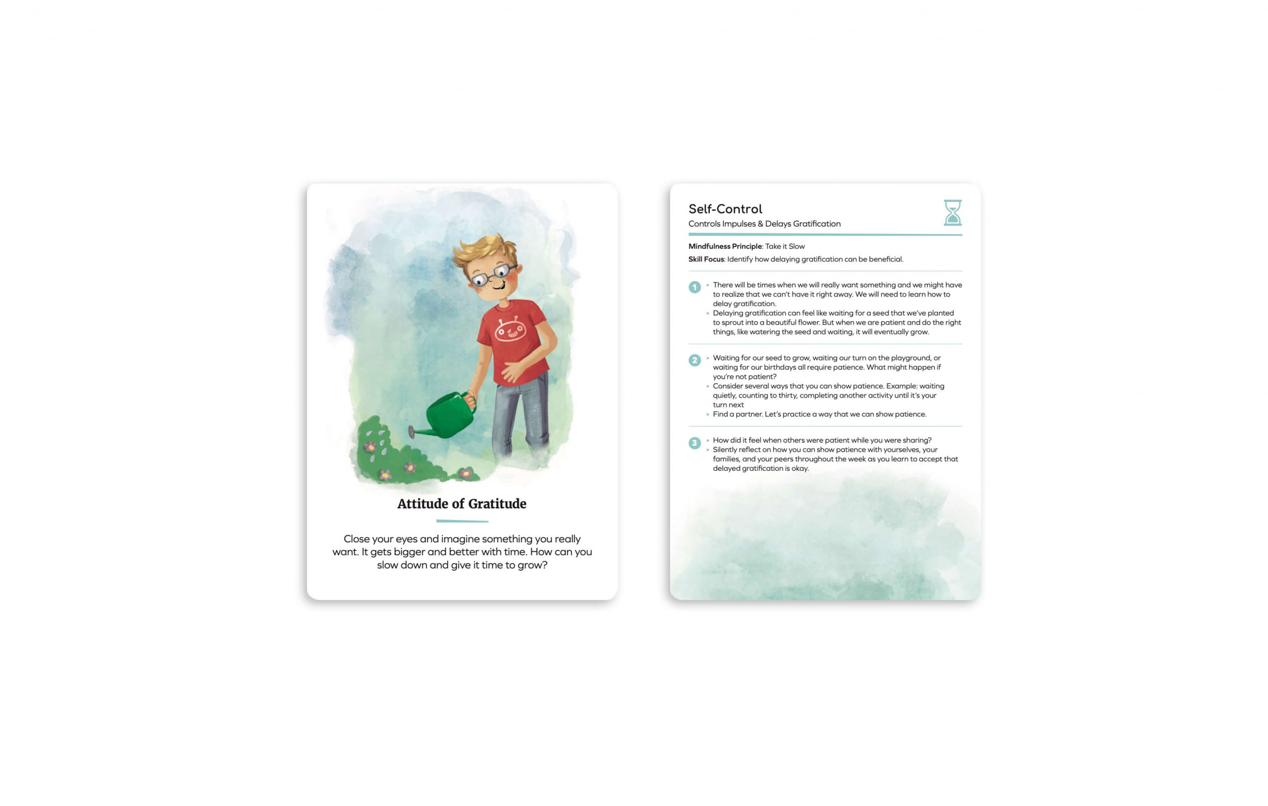 Card with picture from one side and with info about self-control from other one