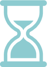 Blue outline hourglass icon