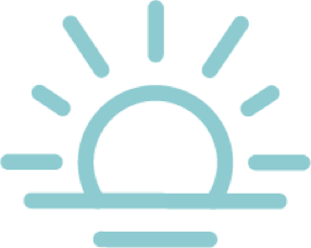 Blue outline sunrise icon