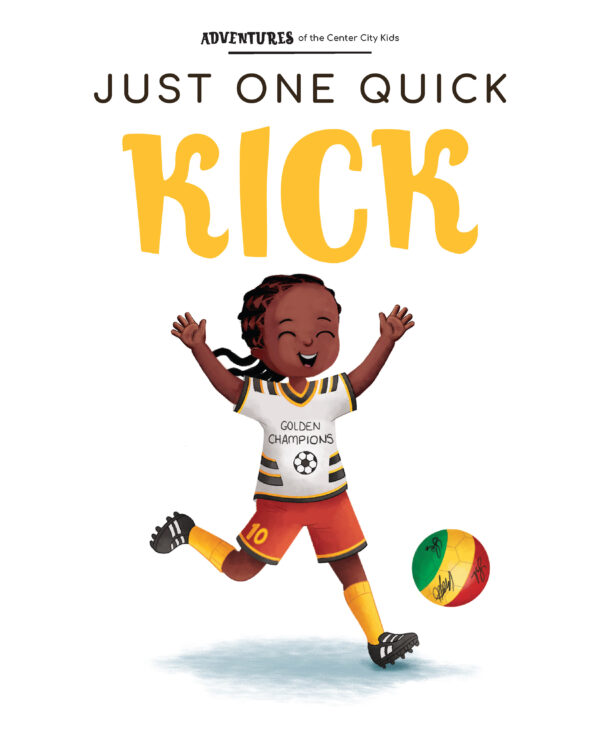 Page preview with illustration of a kid and with the text "Just One Quick Lick"