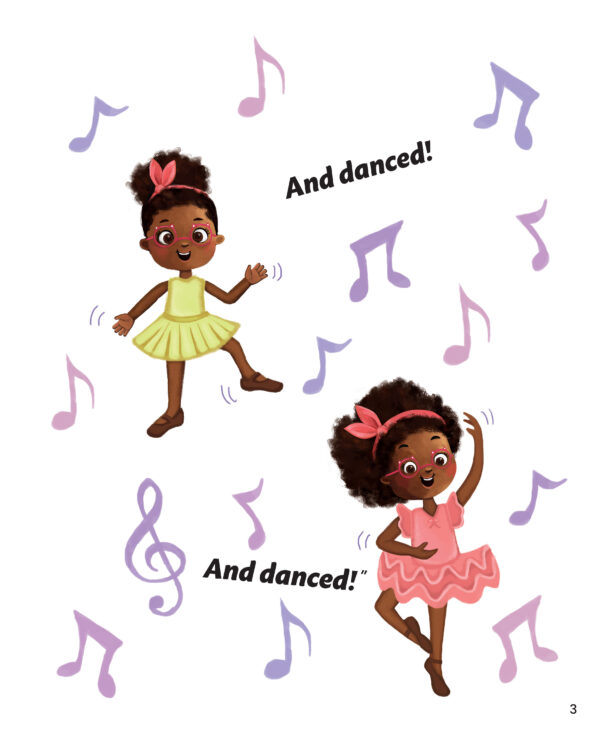 Page preview with illustration of kids and with text "And danced! And danced!"